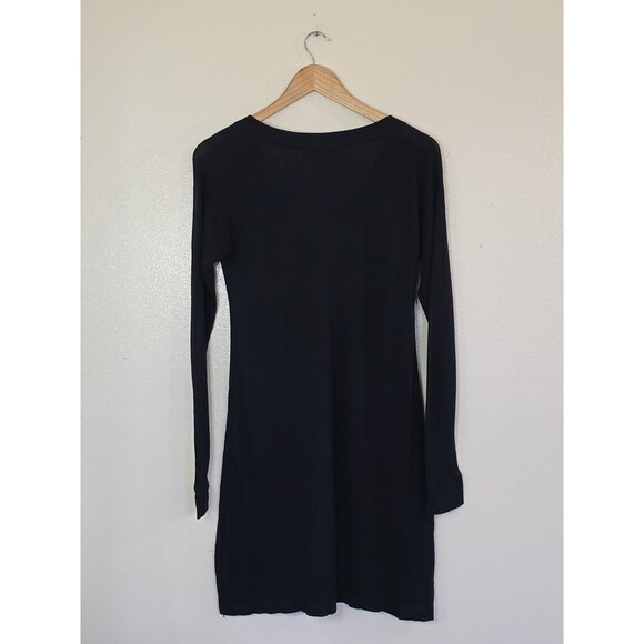 Peruvian Connection V Neck Long Sleeve Pima Cotton Dress Size XS Black Short - Picture 6 of 7